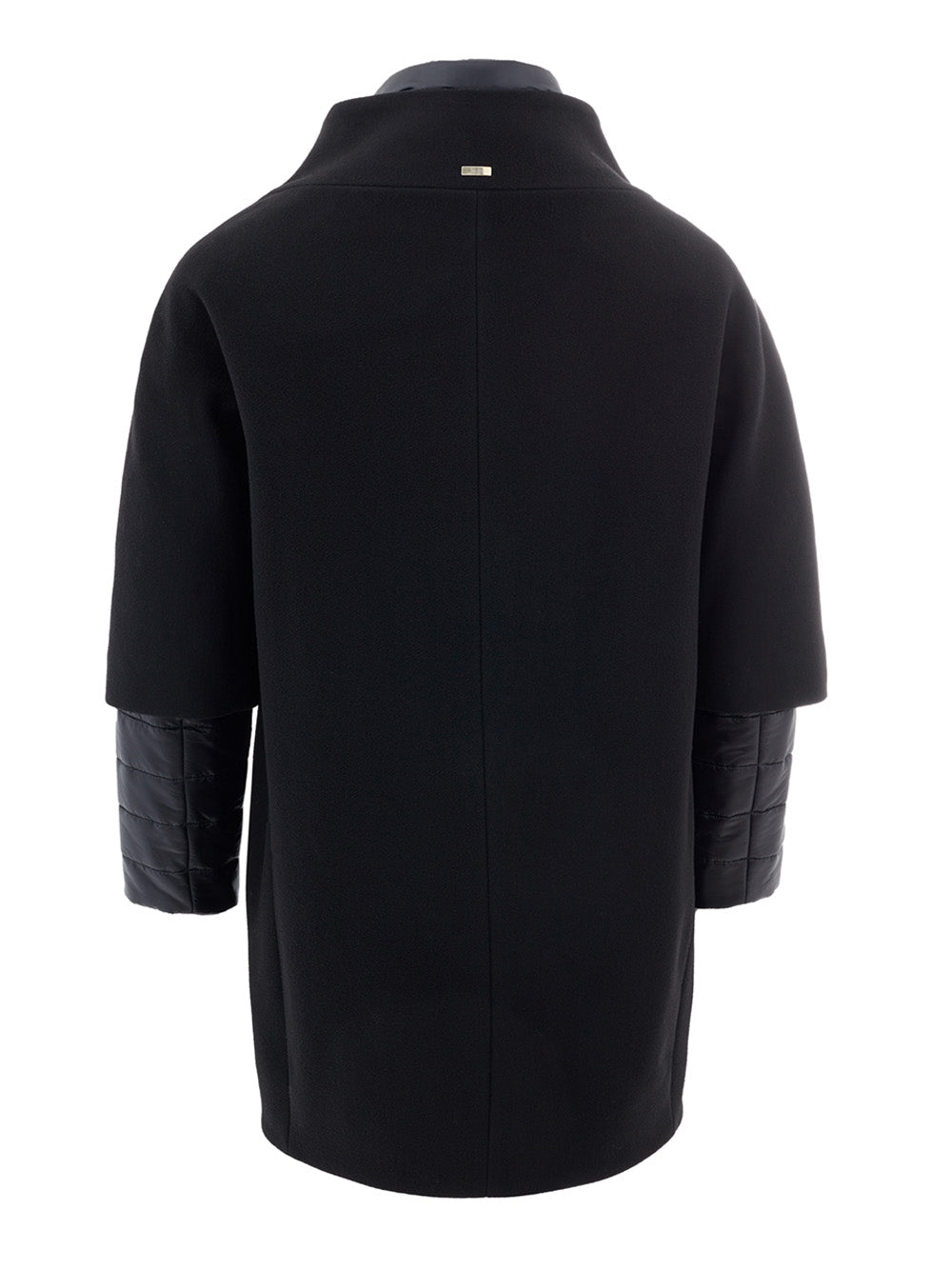 Wool and Ultralight Nylon Black Coat