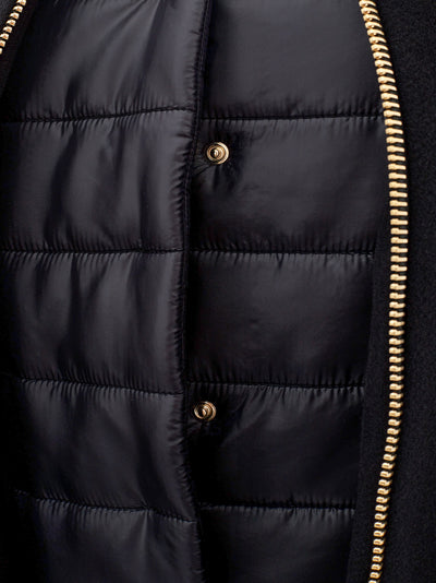 Wool and Ultralight Nylon Black Coat