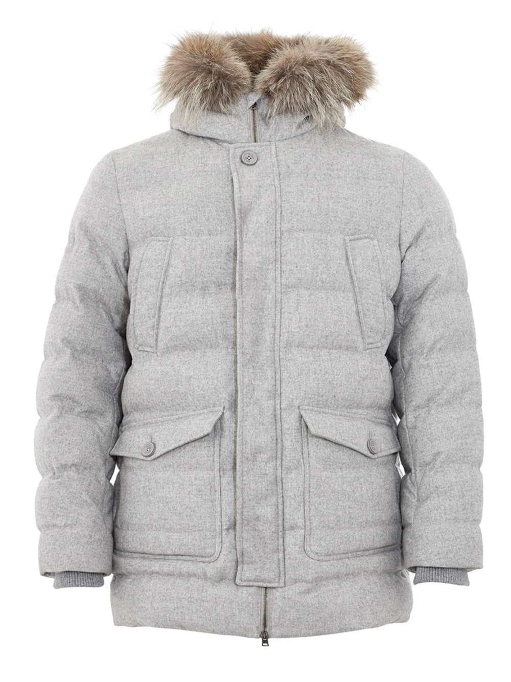 Quilted Cashmere Blend Grey Jacket