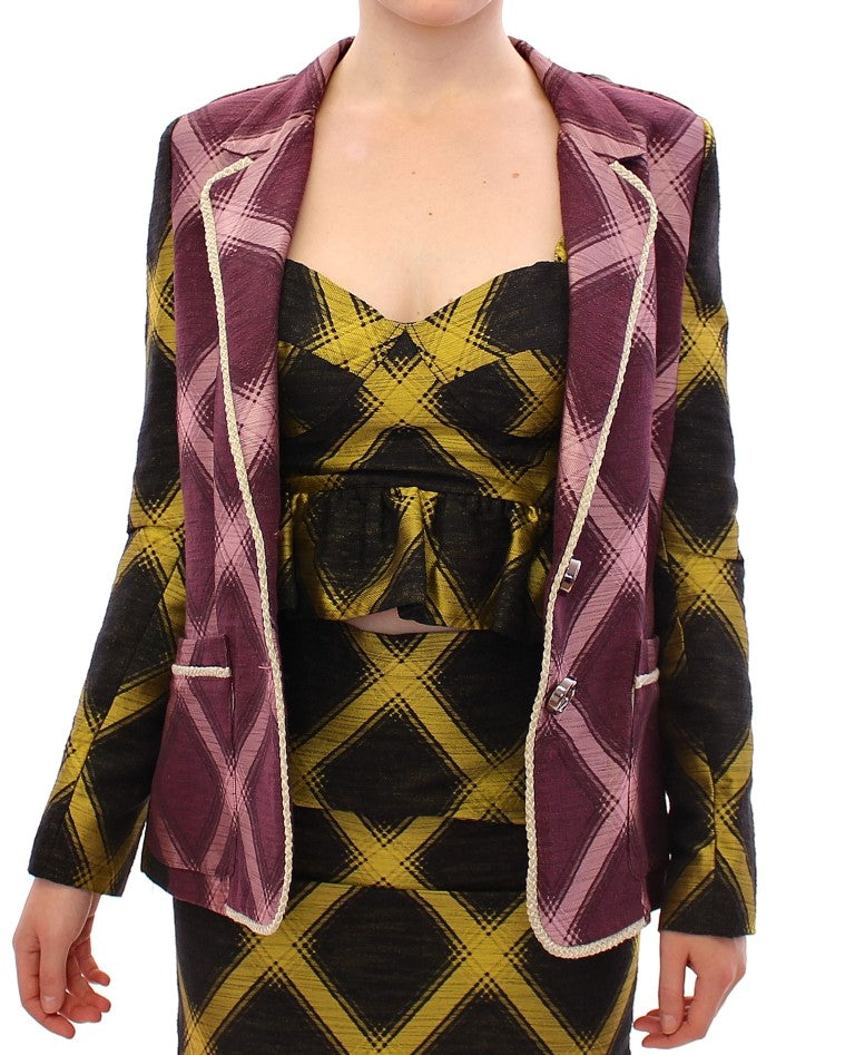 Purple checkered blazer jacket