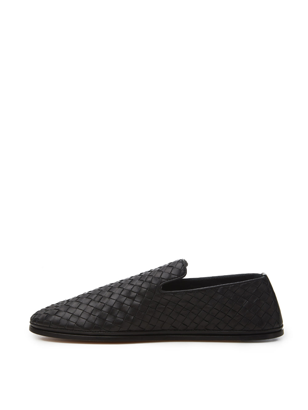 Black Leather Intreccio Slip On