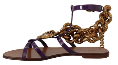 Purple Leather Devotion Flats Sandals Shoes