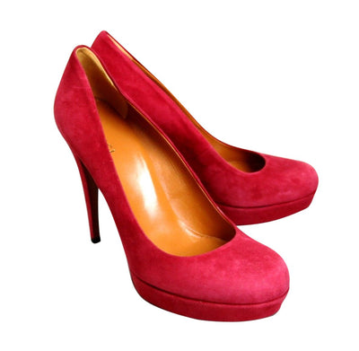 Gucci Women's Raspberry Suede Platform Pump Shoes