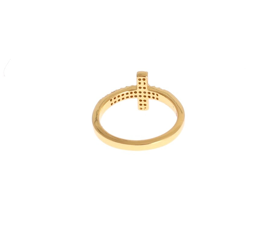 Clear CZ Cross Gold 925 Ring