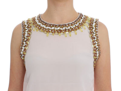 White crystal embellished tank top