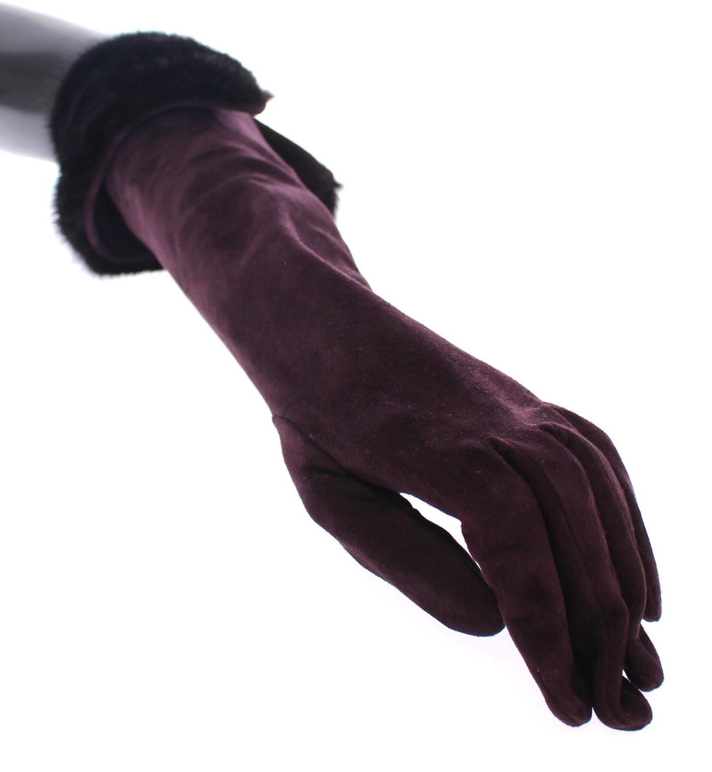 Purple Mink Fur Goatskin Suede Leather Gloves