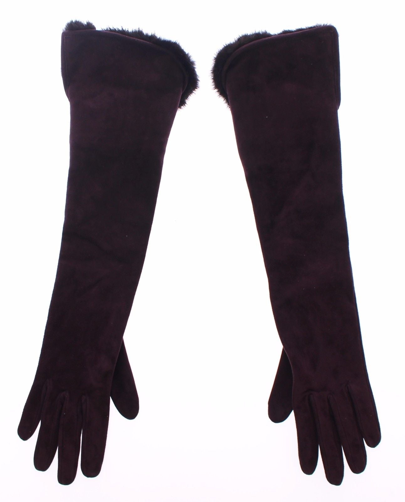 Purple Mink Fur Goatskin Suede Leather Gloves