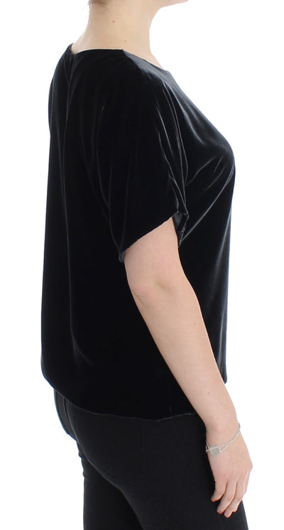 Black velvet shortsleeved blouse