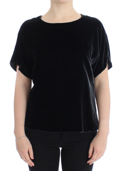 Black velvet shortsleeved blouse