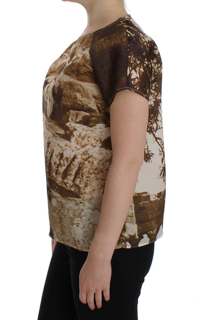 Brown Taormina silk blouse