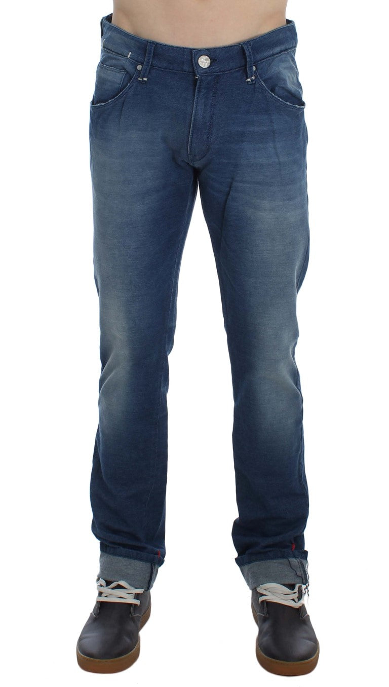 Blue Wash Denim Cotton Stretch Slim Fit Jeans