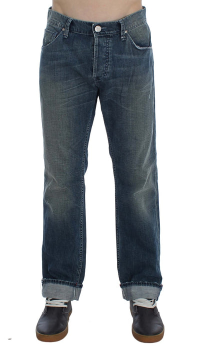 Blue Wash Cotton Denim Regular Fit Jeans