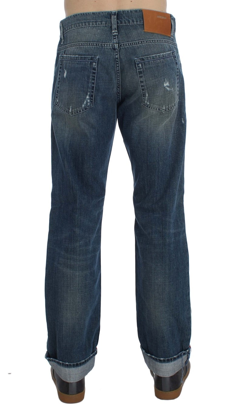 Blue Wash Cotton Denim Regular Fit Jeans