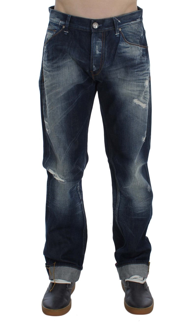 Blue Wash Cotton Denim Regular Fit Jeans