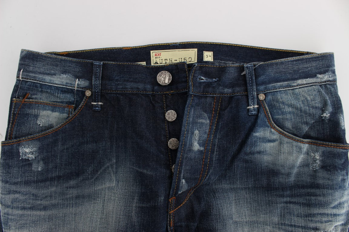 Blue Wash Cotton Denim Regular Fit Jeans