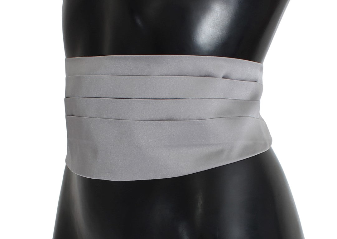 Gray Waist Belt Silk Cummerbund