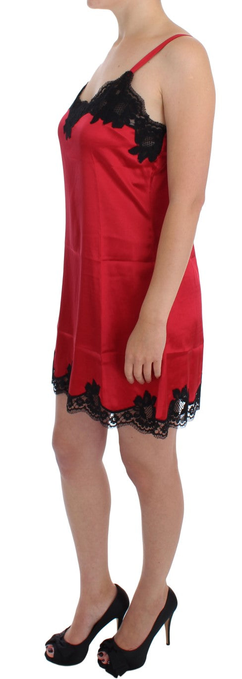 Red Black Silk Lace Dress Lingerie