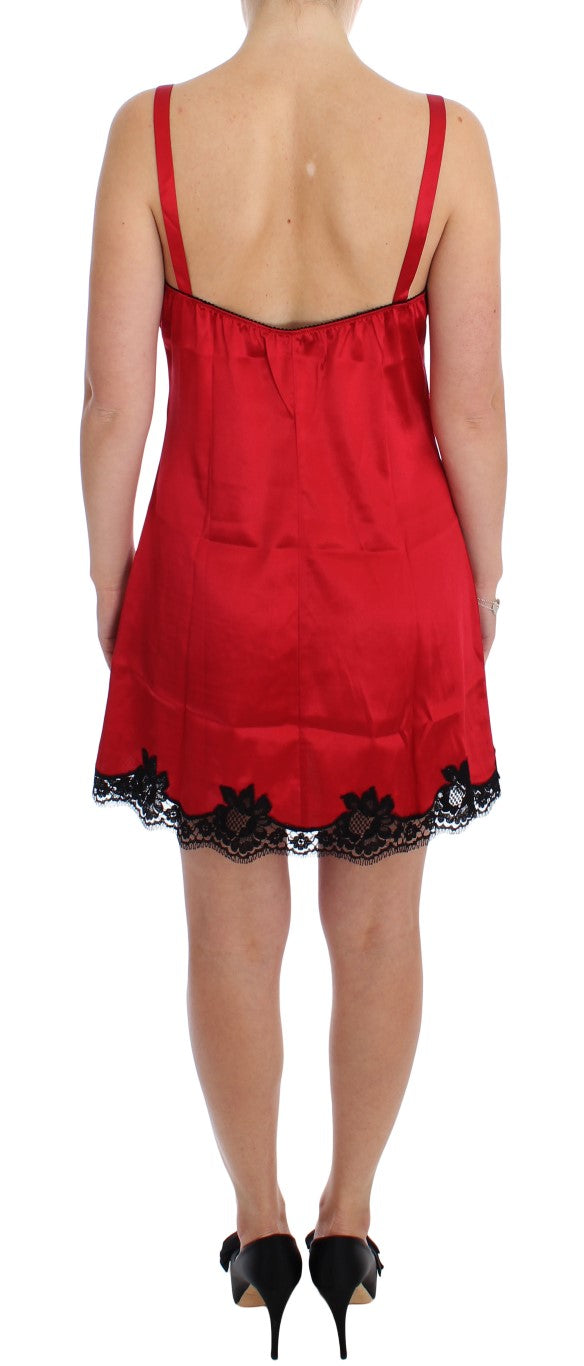 Red Black Silk Lace Dress Lingerie