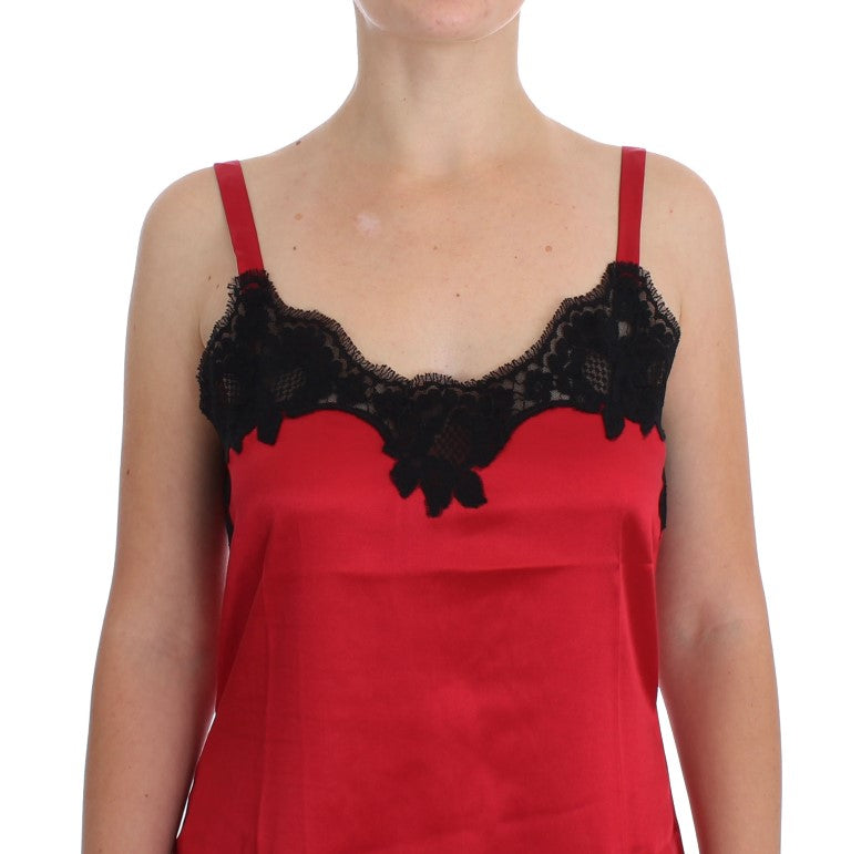 Red Black Silk Lace Dress Lingerie