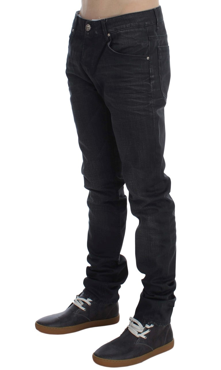 Gray Cotton Skinny Slim Fit Jeans