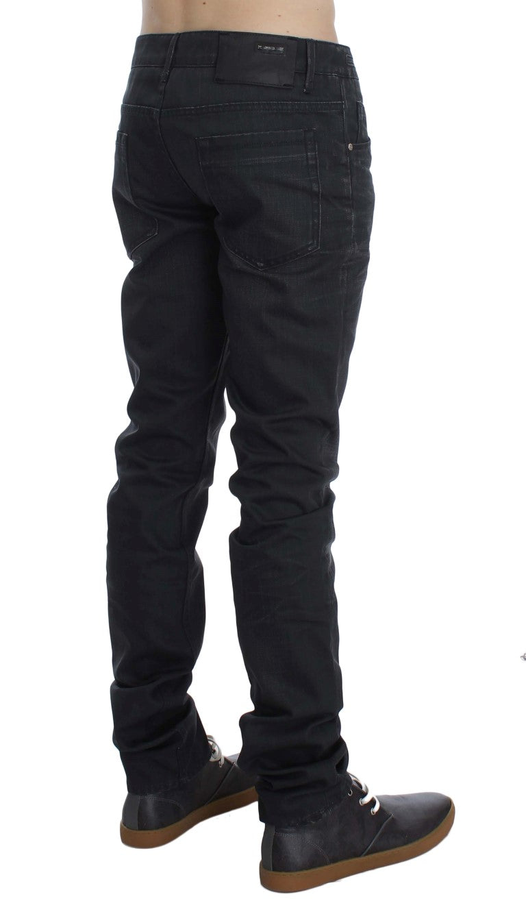 Gray Cotton Skinny Slim Fit Jeans