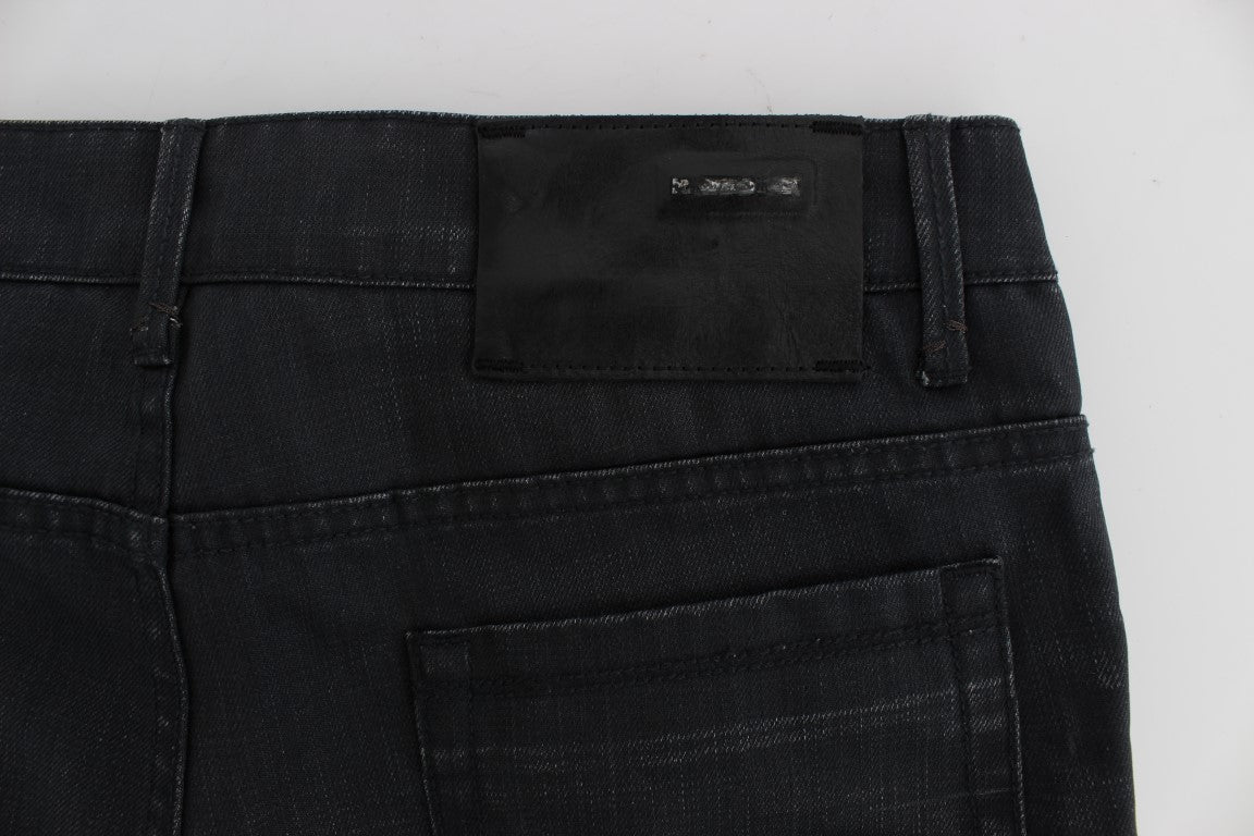 Gray Cotton Skinny Slim Fit Jeans