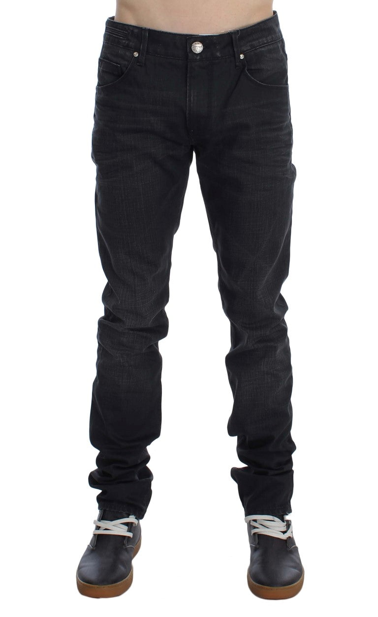 Gray Cotton Skinny Slim Fit Jeans