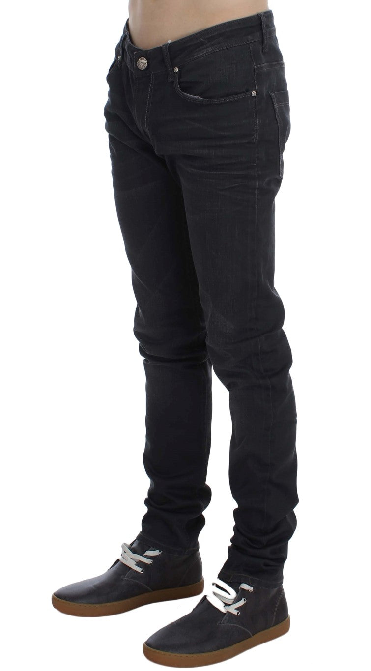 Gray Cotton Stretch Slim Fit Jeans