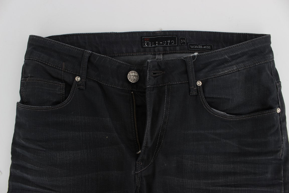 Gray Cotton Stretch Slim Fit Jeans