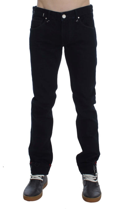 Dark Blue Corduroy Slim Skinny Fit Jeans