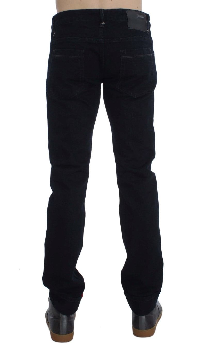 Dark Blue Corduroy Slim Skinny Fit Jeans