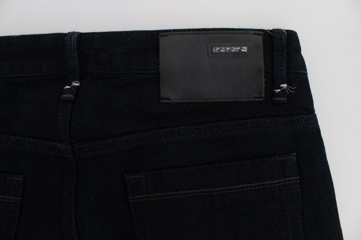 Dark Blue Corduroy Slim Skinny Fit Jeans