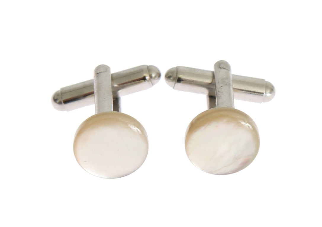 Silver Brass Round Cufflinks