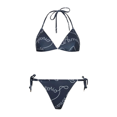 Printed Blue Terry Triangle Bikini