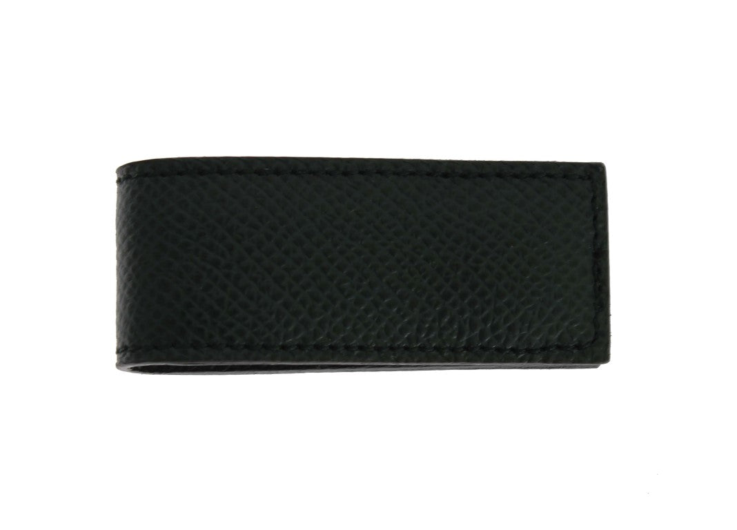 Green Leather Magnet Money Clip