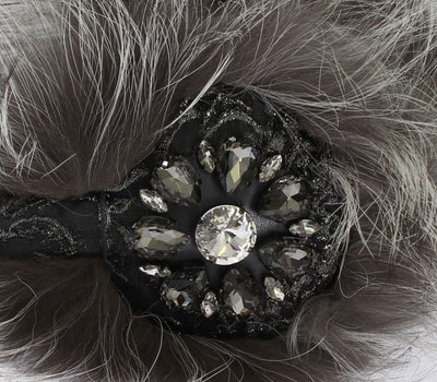 Gray Fox Fur Crystal Ear Muffs