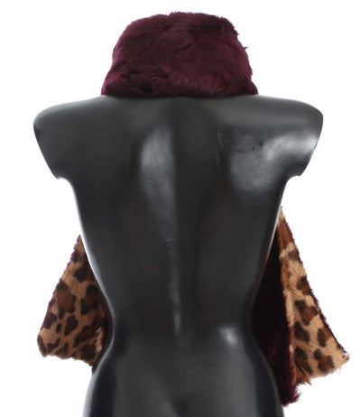 Purple Lamb Fur Leopard Print Scarf