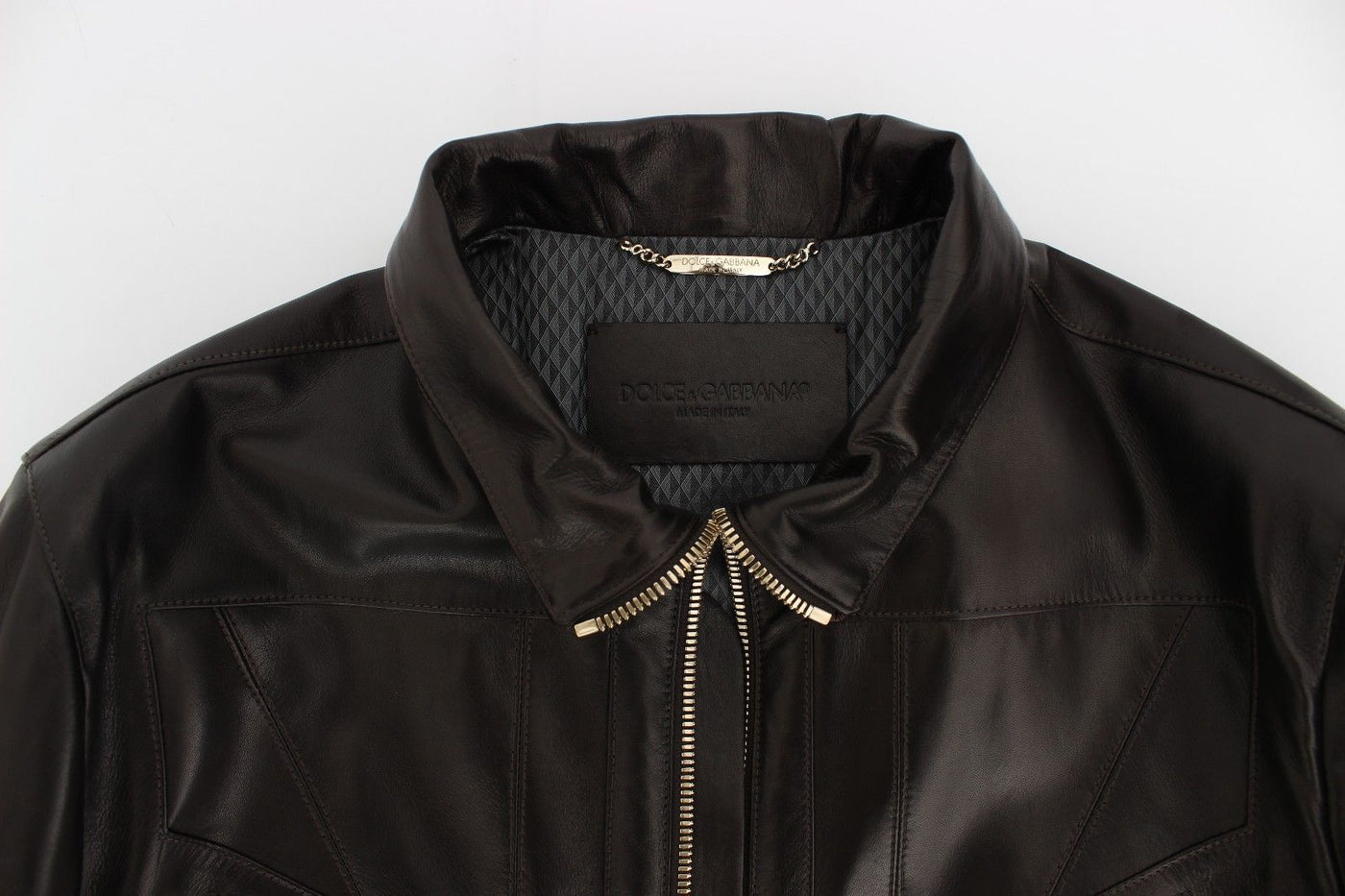 Brown Lambskin Leather Zipper Jacket