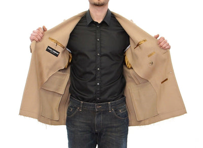 Beige Double Breasted Coat Jacket