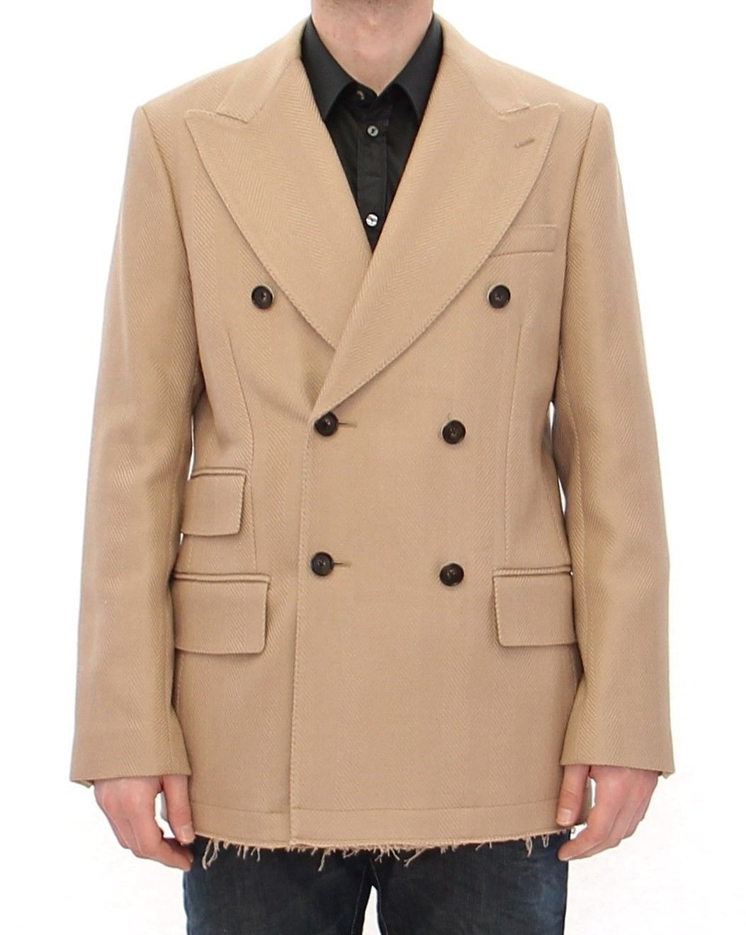 Beige Double Breasted Coat Jacket