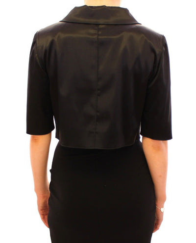 Black Shiny Stretch Bolero Shrug Jacket