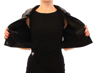 Black Shiny Stretch Bolero Shrug Jacket