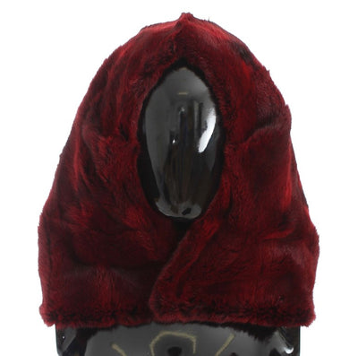 Bordeaux Hamster Fur Crochet Hood Scarf Hat