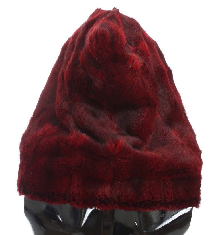 Bordeaux Hamster Fur Crochet Hood Scarf Hat