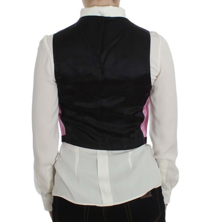 Pink Silk Button Front Torero Vest Top