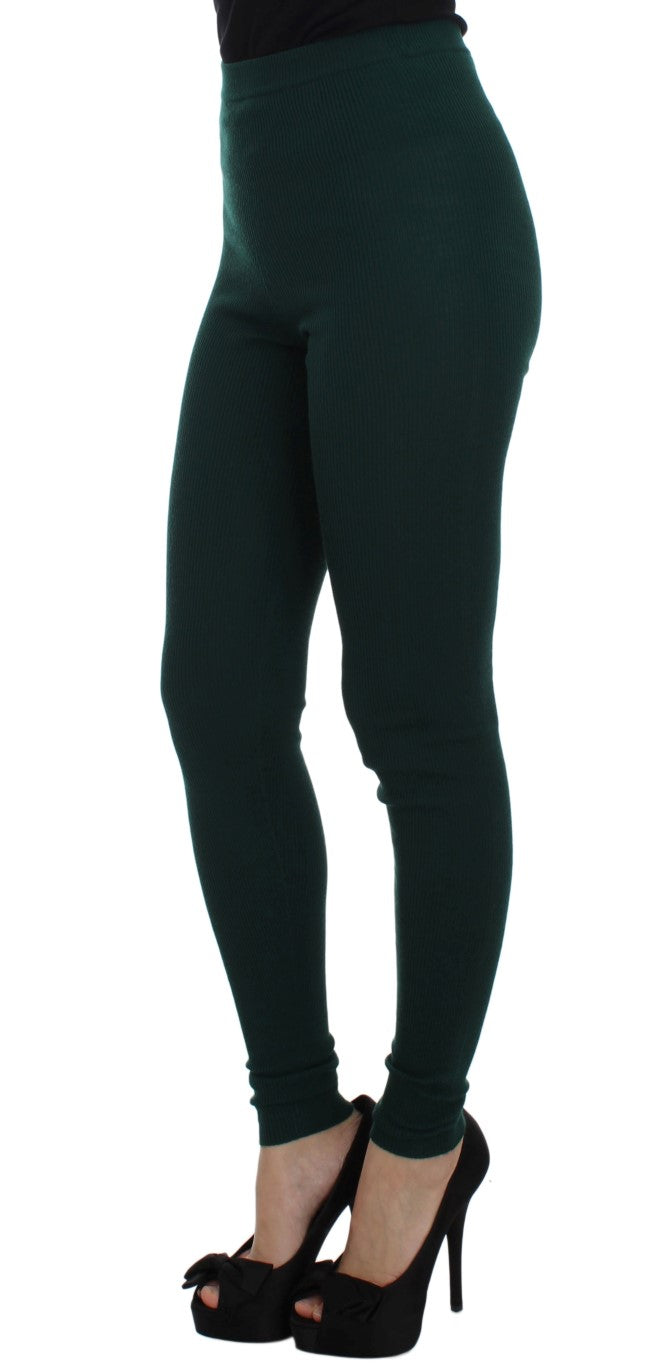 Green Cashmere Stretch Tights Pants