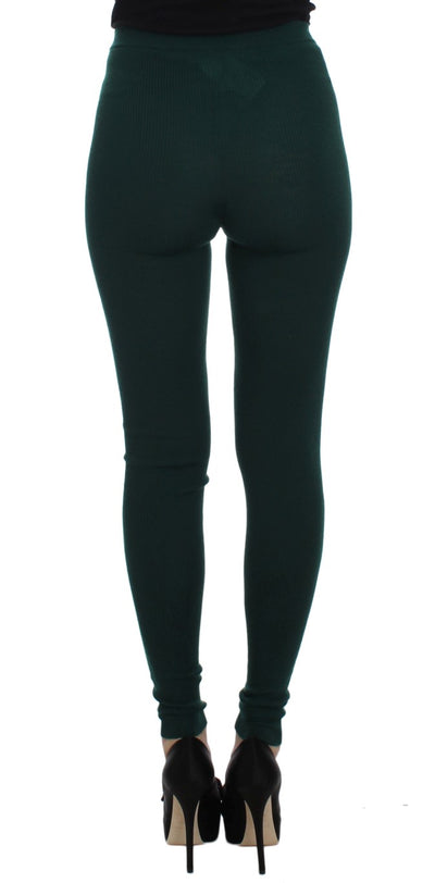 Green Cashmere Stretch Tights Pants