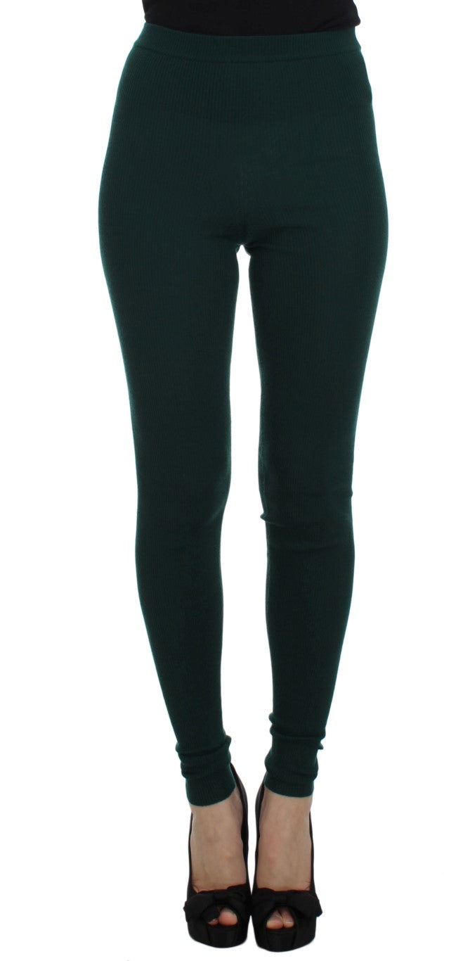 Green Cashmere Stretch Tights Pants