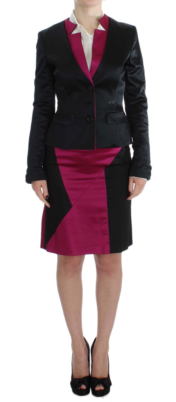 Black Pink Two Piece Suit Skirt & Blazer