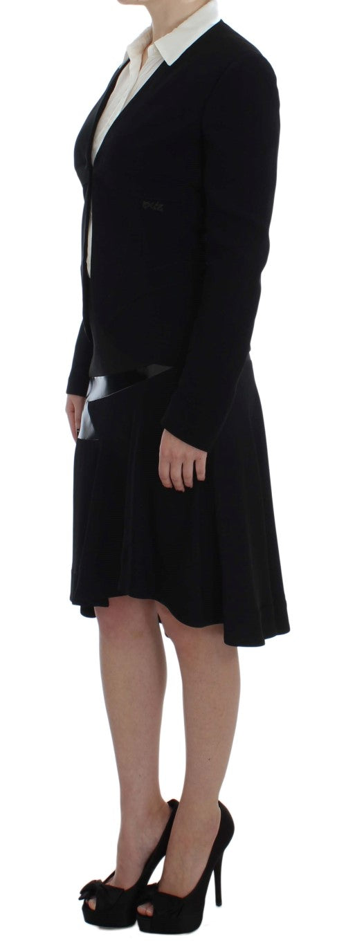 Black Blue Two Piece Suit Skirt & Blazer